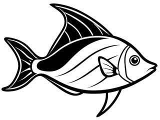 Vector illustration of a fish swimming in the ocean on a white background