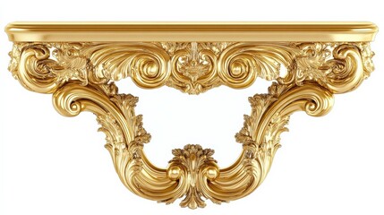 Ornate Golden Wall Shelf Design Featuring Intricate Floral Patterns and Baroque Style Elements for Luxurious Home Decor Enhancement and Interior Decoration