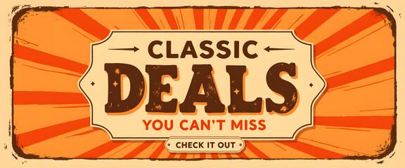 Retro Classic Deals Ad in Orange Tones for Promotions