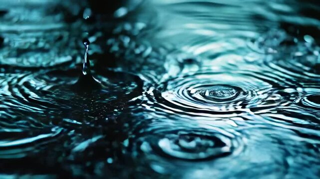 Rain Droplets Creating Ripples
