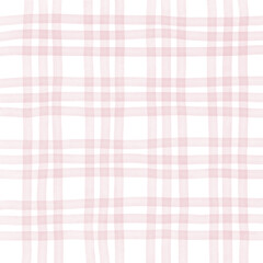 Pink Plaid Gingham Hand Drawn Background Pattern Overlay