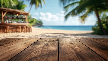 Fototapeta premium Relaxing beach bar scene. Perfect tropical getaway vibes!