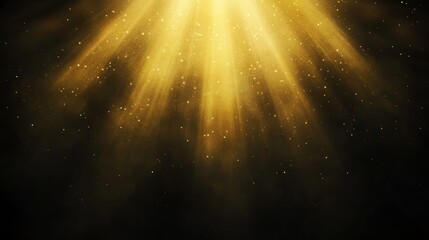 Golden Light Rays Background: A radiant, ethereal image showcasing golden light beams descending through a dark, dusty atmosphere, creating a mystical and hopeful ambiance.
