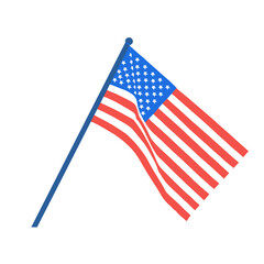 American flag isolated on a white background. A high quality PNG image representing patriotism, independence, and national pride. Perfect for graphic design and creative projects.

