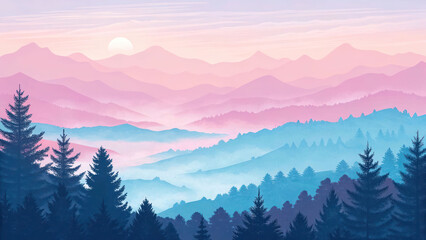 "A soft pastel gradient blending warm pink, lavender, and sky blue, creating a dreamy and tranquil abstract background."