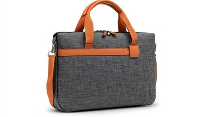 Stylish and Versatile Laptop Bag in Gray Fabric with Orange Accents for Professionals on the Go, Ideal for Work, School, and Daily Use