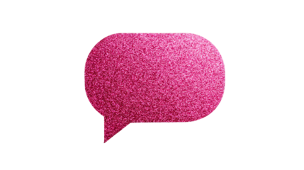 Sparkling pink speech bubble isolated on black background, cut out transparent