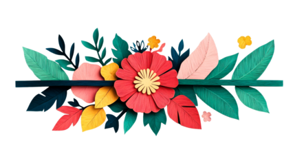 Floral arrangement featuring vibrant paper cutouts , cut out transparent