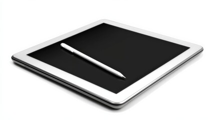 Stylish tablet with a sleek design and a digital stylus resting on its surface, showcasing modern technology and creative possibilities in a minimalist setting