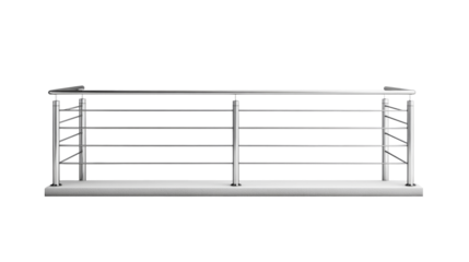 Stainless steel barrier railing, fence design element, construction, cut out transparent