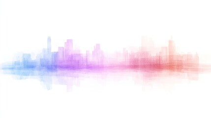 Fototapeta premium Watercolor Cityscape: A Dreamlike Urban Panorama