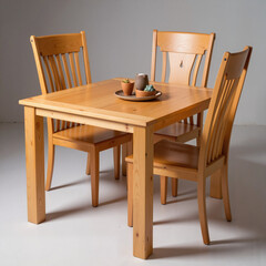 Elegant wooden dining chair set around custom table, minimalistic design