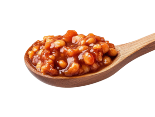Isolated Spoonful of Baked Beans