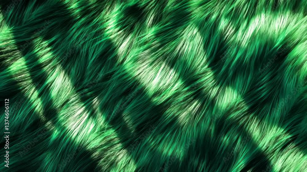 Poster green and white abstract furry texture with dynamic lighting effects