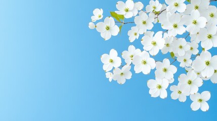 Serene Spring Blossom: Dogwood Branches Against Azure Sky