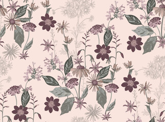 Colorful Flower seamless pattern for fabric, wrapping paper and prints