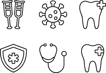 Dental icon set with tooth symbols for medical and hygiene care | Medical Icon Symbols  Healthcare Vector Illustration Set for Design