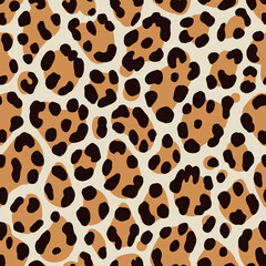 Seamless animal spotted pattern with orange brown spots, vector wild nature fur texture, stylish universal print, fashion safari jungle, exotic abstract design, modern decorative textile 