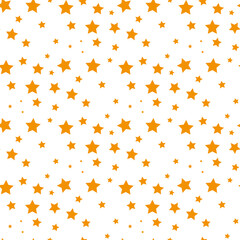 Orange stars seamless pattern on white resplendent background.