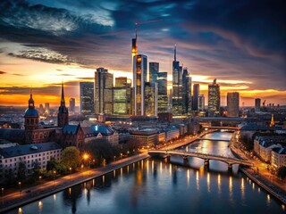 Fototapeta premium Frankfurt Germany Skyline Panoramic View - Stunning Cityscape Photo