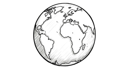 Obraz premium A sketched globe representing our interconnected world, a simple yet powerful symbol of global unity and shared destiny with a hand-drawn aesthetic.