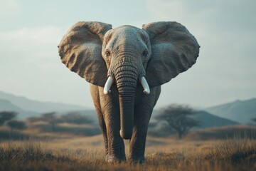 Stunning shot of an African elephant in the savanna
