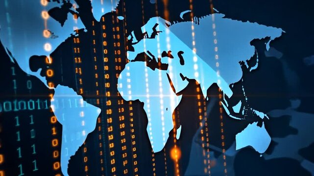 Digital vernetzte Welt in dunklem Blauton