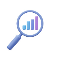 Sleek 3D bar chart in gradient blue to purple with rounded edges isolated on transparent background