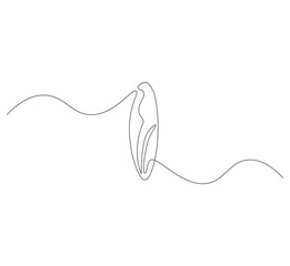 Obraz premium Surfboard outline drawing illustration. Continuous line draw of surfboard vector.