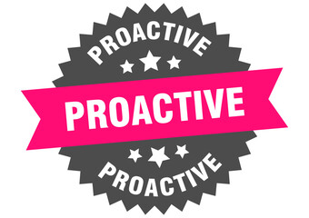 proactive. proactive round pink label isolated on transparent background