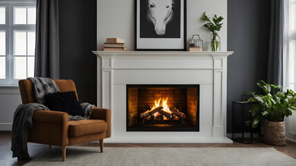 living room with fireplace