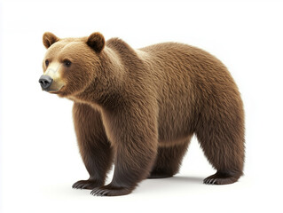 Obraz premium Brown bear in standing pose, realistic render, isolated on white