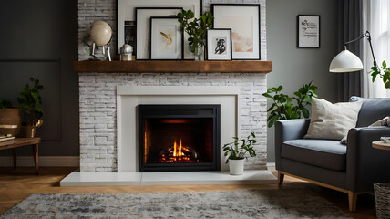 living room with fireplace