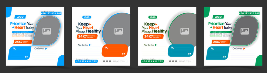Healthy heart or healthcare social media post template