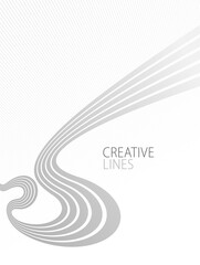 Wave lines in 3D perspective vector abstract background with smooth gradient of light grey and white monochrome colors, easy relaxing motion.