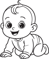 Cute Cartoon Baby Crawling Illustration for Nursery Decor