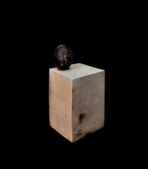 Black Easter Eggs with Natural Wood Texture