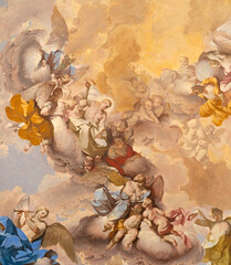 FLORENCE, ITALY - MARCH 17, 2025: The fresco of Holy Trinity in presbytery of church Badia Fiorentina by Gian Domenico Ferretti (1734)