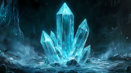 Frozen arcane crystal shard. Arcane Talisman. Illustration
