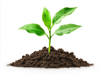 Small green seedling sprout growing in black soil, photo