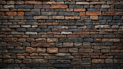 Obraz premium Textured brick wall with earthy tones, showcasing a mix of orange, brown, and gray colors.