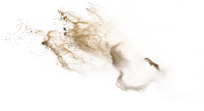 Aerial view of a brown liquid or substance spreading out against a black background with pixelation