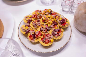Colorful Bites, An Assorted Platter of Bite-Sized Appetizers for a Festive Gathering