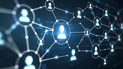 Network of Connection: Visualize the intricate web of digital connections, with illuminated icons. Reflecting the interconnectedness of individuals in the digital landscape.