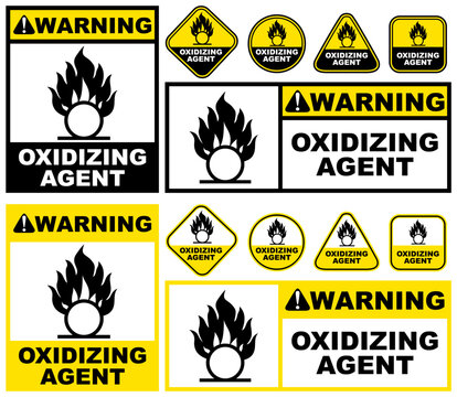 Set Collections oxidizing agent warning sign template design vector illustration