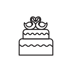 Vector image of a cake icon in black lines with a white background