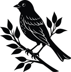 black silhouette of a bird sitting on a tree