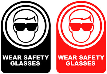 Set vector wear safety glasses sign symbol labels sticker design illustration