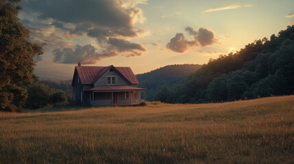 Fototapeta premium Appalachain house sun rising great nature house