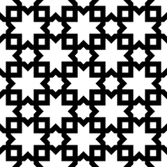 Obraz premium Seamless surface pattern design with Moroccan stars and crosses tiles ornament. Oriental traditional ornamentation with repeated geometric shapes. Ancient mosaic wallpaper. Grid motif. Digital paper.